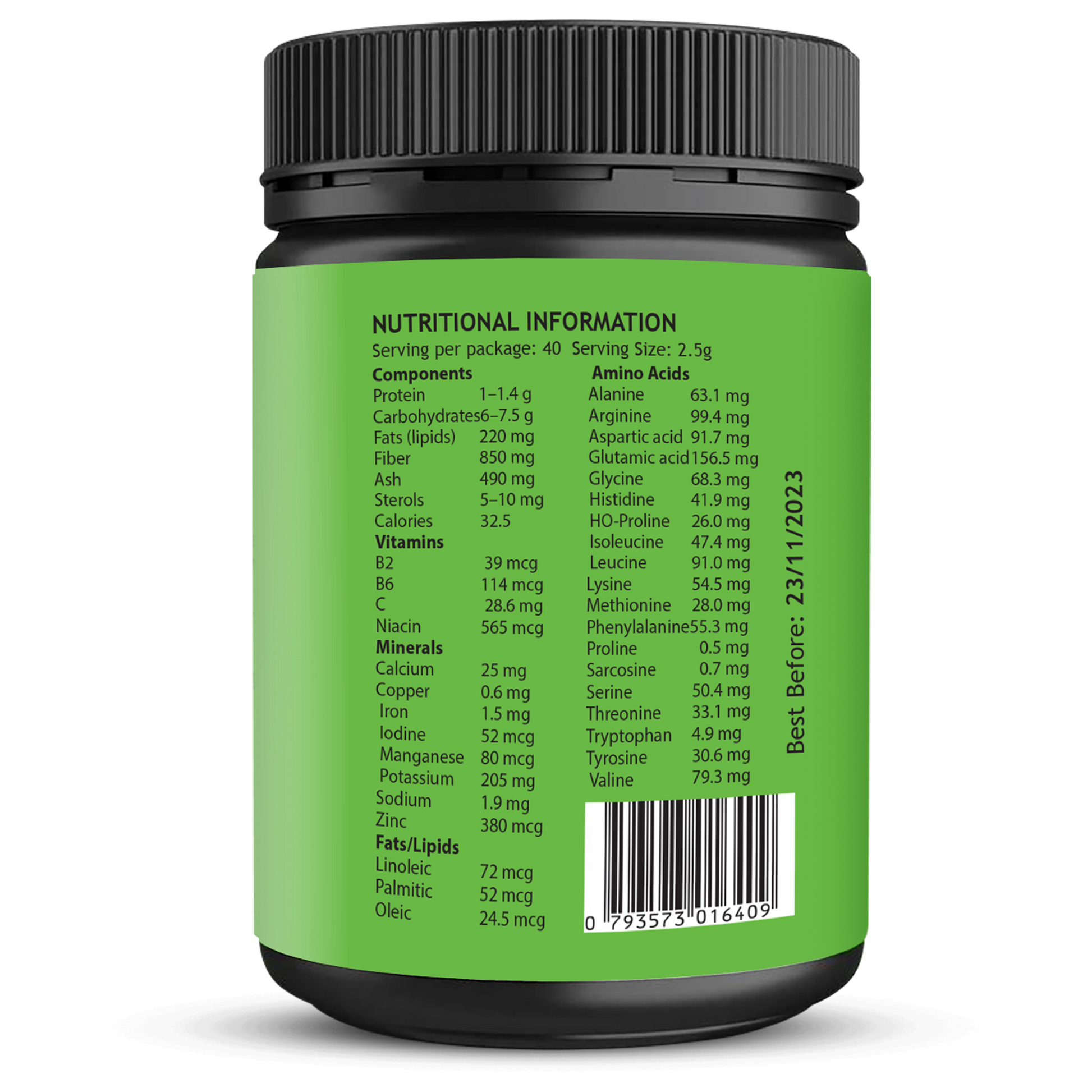 Alkaline Maca Powder Nutritional Information